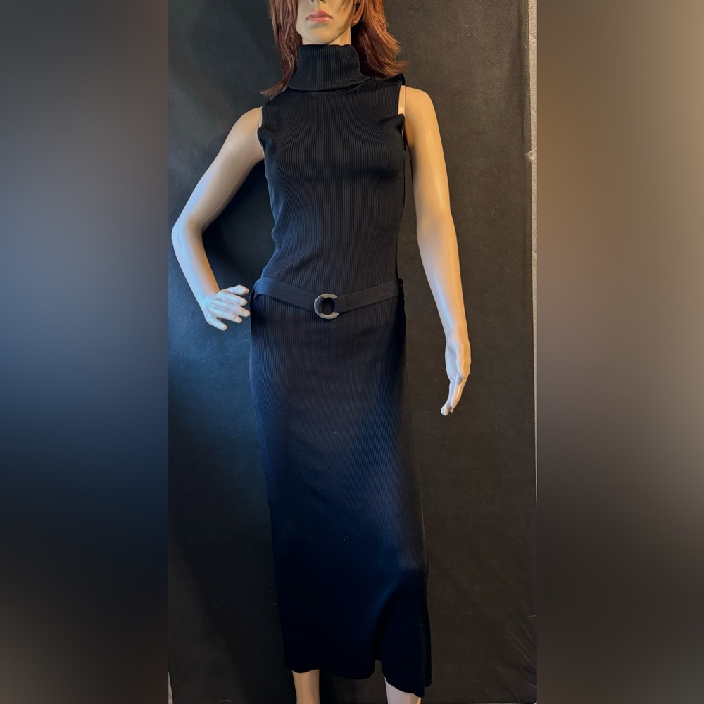 Newport News High Neck Sleeveless Black Dress